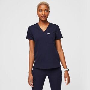 FIGS - Navy High Waisted Zamora and Catarina One Pocket Scrub Top